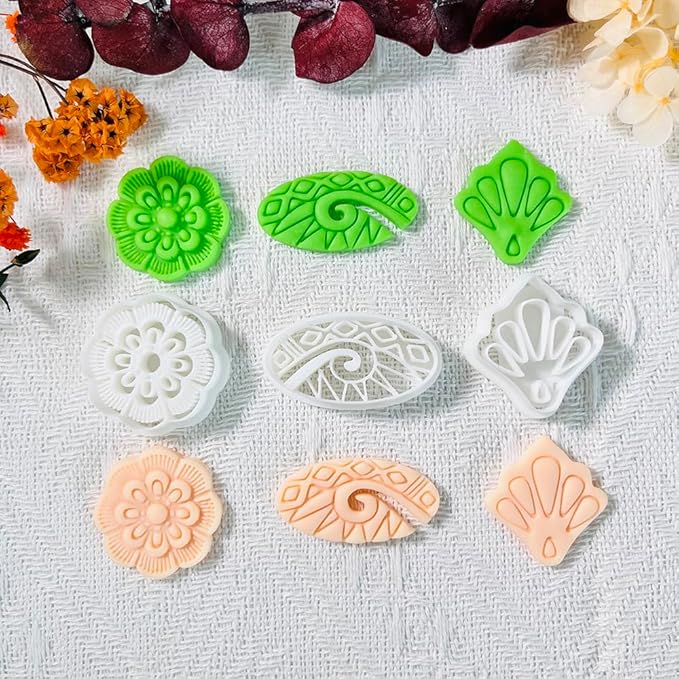 Polymer Clay Cutters Set – 3PCS Decorative Clay Cutters for Polymer Clay Jewelry, Carved Pattern Clay Earring Cutters Shapes, DIY Clay Tools for Earrings and Crafts