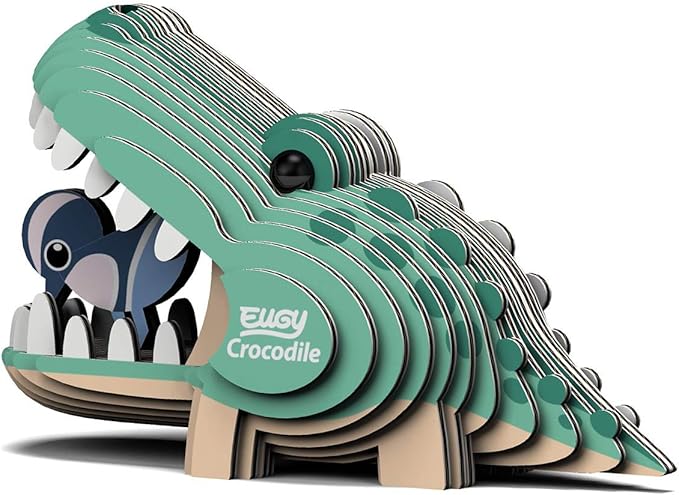 Eugy Crocodile 3D Puzzle - 22 Piece Eco-Friendly Educational Toy Puzzle for Boys, Girls & Kids Ages 6+