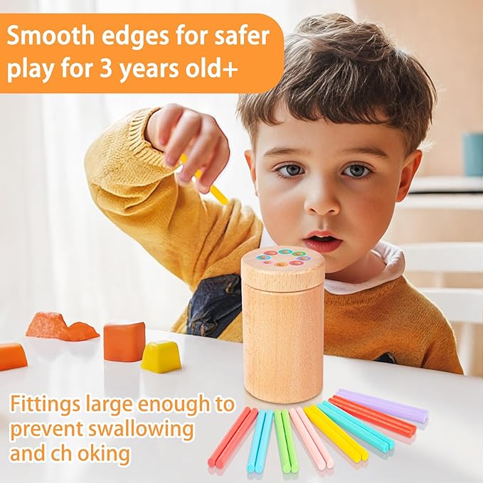 Montessori Toys for 3 Years Old - Color Sorting, Wooden Toddler Learning Toys with Sensory Color Matching for Toddlers