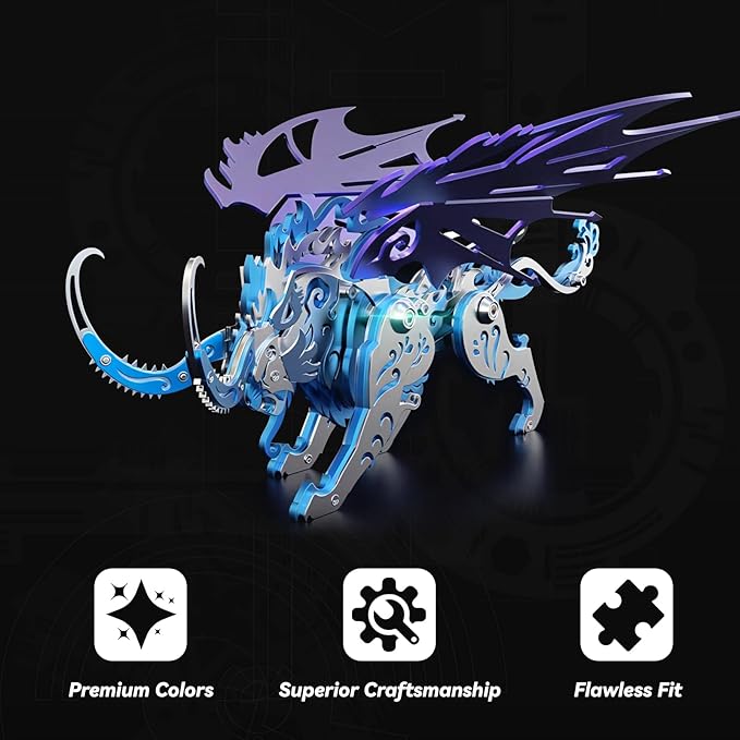 3D Metal Puzzles for Adults,3D Metal Model Kits Mechanical Qiong Qi Blue,Steel 3D Puzzles Stainless Steel Ornaments for Adults Home Decor Art Craft Gifts Toys