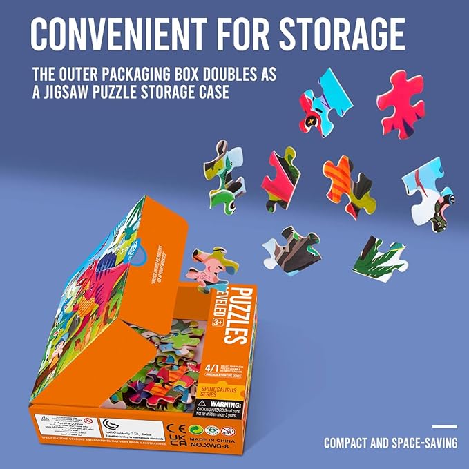 Dinosaur Puzzles for Kids Ages 3-8,48 Pieces Jigsaw Puzzles for Toddlers & Children Ages 4-6，Educational Floor Puzzles with Storage Box for Gifts(Dinosaur Brachiosaurus)
