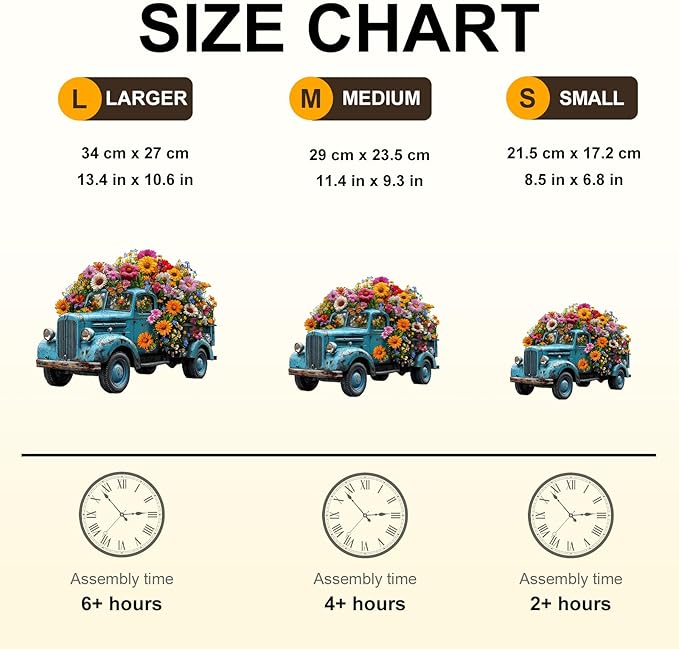 Jigfoxy Wooden Puzzle for Adults, Flower Car Jigsaw Puzzles for Adult, Unique Animal Shape Wood Cut Puzzles, Christmas Thanksgiving Gifts for Friends Family (S-8.5 * 6.8in-80pcs)