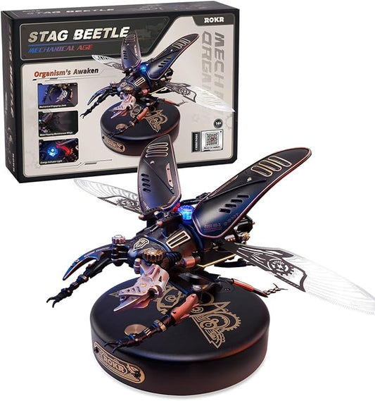 ROKR 3D Puzzles for Adults Electric Insect Metal Model Building Kit Desk Toys Hobby Kit for Adults Gift for Teens (Stag Beetle)