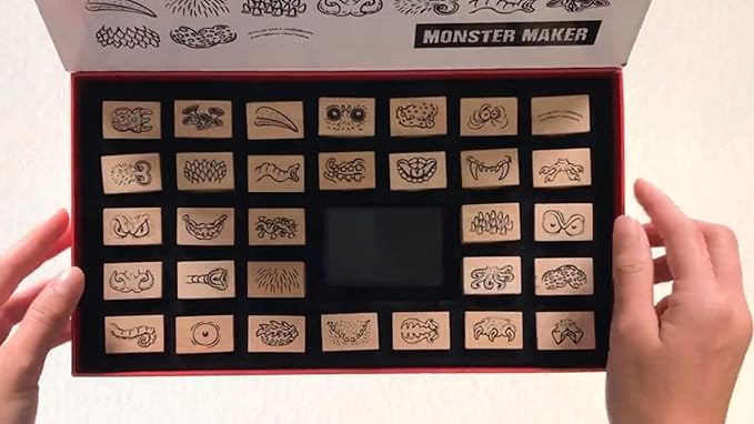 The Purple Cow - Stamper - Monster Maker Stamp Kit for Kids. Paint Stamper for Arts and Crafts. Develop Creativity with 31 Stamps and an Ink pad, for Girls and Boys Ages 6 to 16.