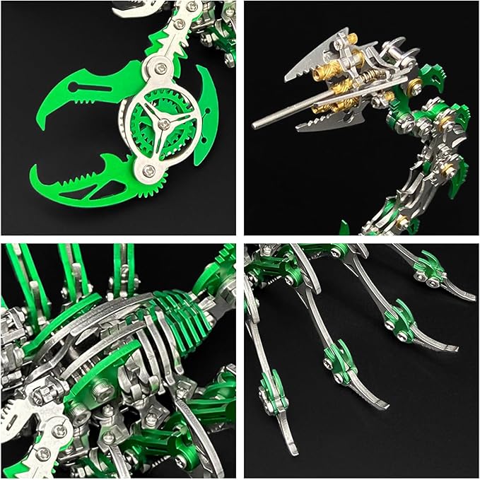 3D Metal Model Kits,3D Metal Puzzle for Adults Mechanical Scorpion King Green Steel Warcraft Collection DIY Animal Brain Teasers Simple 3D Puzzles for Adults.