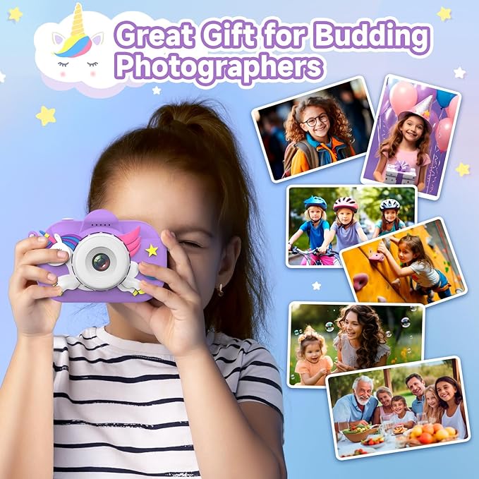 Kids Camera Digital Camera for Age 3-8, 1080P Toddler Video Camera for Kid with 32GB SD Card, Toddler Girls Toys Age 6-8, Christmas Birthday Gifts for Children Kid