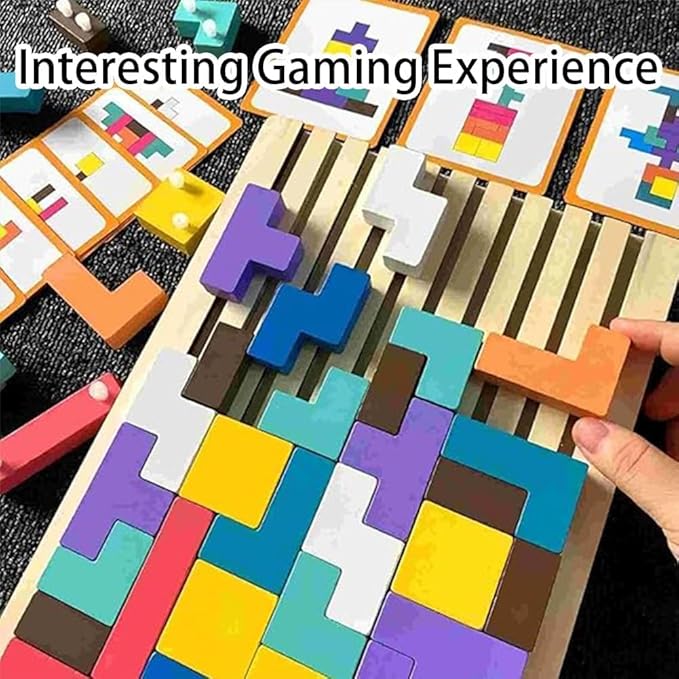 Wooden Stacking Puzzle Toy, 3D Wooden Puzzle Montessori Toy Art, Giant Russian Block Board Game, Wood Stacking Blocks Stress Toys for Family Brain Teaser Activity, Home Decor (1Pcs)