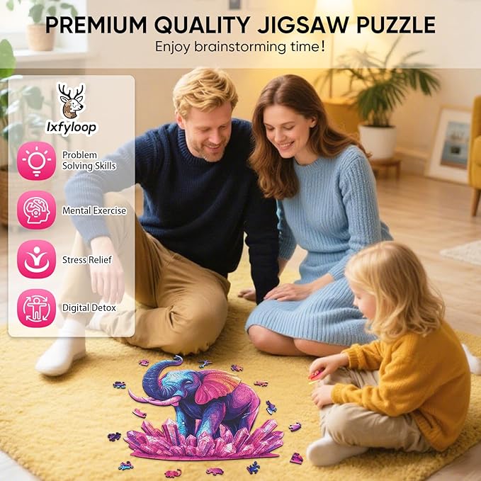 Wooden Puzzles for Adults 500 Pieces, Elephant Jigsaw Puzzles, Adult Puzzles Animal Wooden Toys 17x17.7 inch, Home Decor Gift Family Brain Game for Men Women Elders Seniors