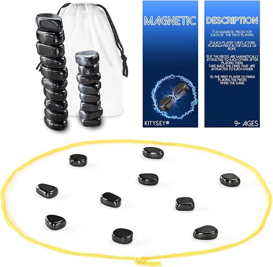Magnetic Chess Game,with Stones and Rope,Party Travel Desktop Magnetic Strategy Game, Puzzle Strategy Games,Family Educational Games Kids and Adults
