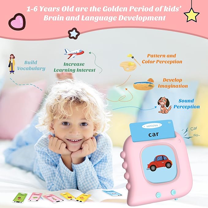 510 Sight Words Talking Flash Cards for Todders 1-3, Pocket Speech Autism Sensory Toys Montessori Learning Resources Kindergarten Preschool Educational Toys, Birthday Gift for Girls