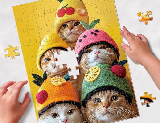 Jigsaw Puzzle 100 Piece for Adults and Teens and Kids Family Happy Games Big Size Cats Series Pack of 2