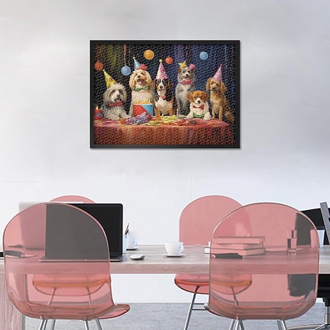 Dog Jigsaw Puzzle Puppy's Birthday Party Jigsaw Puzzles 1000 Pieces Funny Animals Jigsaw Puzzles 1000 Pieces for Adults Finished Size 19.5 x 27.5 Inch