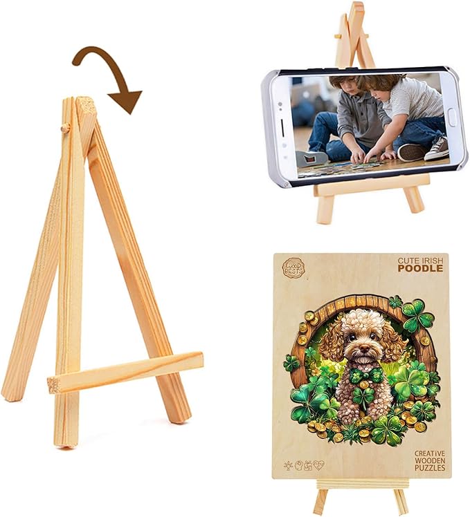 Wooden Puzzle 100PCS Ragdoll and Butterfly Unique Shape Advanced Wood Puzzle for Adults,Holiday Birthday Gift,Craft kit (Cute Irish Poodle, Large)