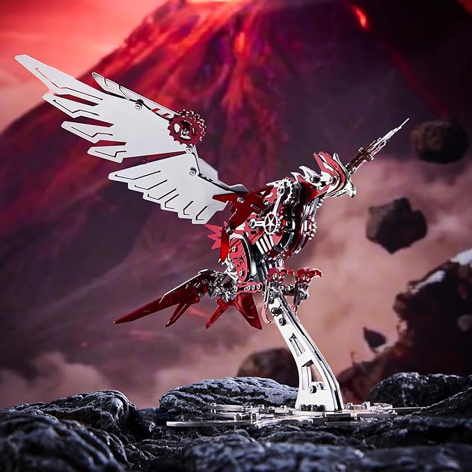 3D Metal Model Kits for Adults, 3D Puzzles for Adults, Red Eagle Metal Puzzle Kit, DIY Mechanical Puzzles Kits Gift