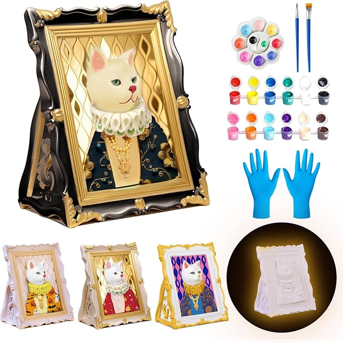 Paint Your Own Cat Lamp Kit, Art Supplies Arts and Crafts for Kids Ages 8-12, Girls 8-12,Night Light Kids Crafts Ages 4-8, Birthday Gift