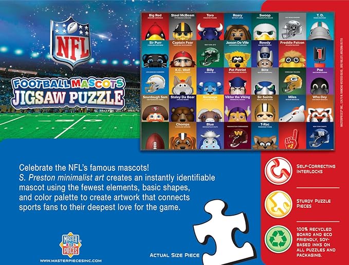 NFL Mascots 100-Piece Puzzle for Kids - Officially Licensed NFL Product - 14"x19"