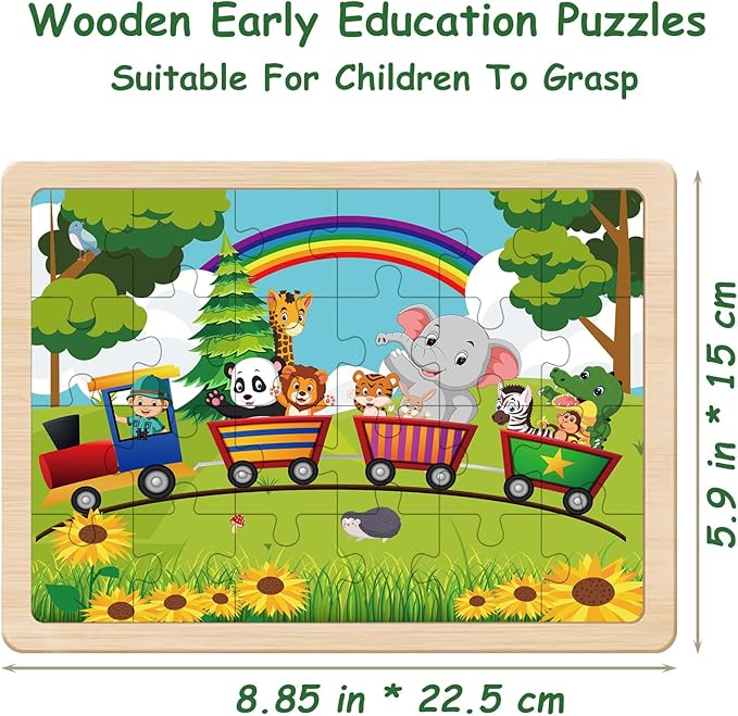 Puzzles for Kids Ages 4-6 24 Pieces Wooden Puzzles for Toddlers Ages 4 5 6 7 8 Year Olds Kids Puzzle Toys Children Jigsaw Puzzles for Boys and Girls Gifts
