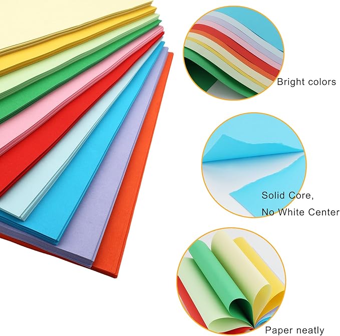 600 Sheets Colored Paper A4 Origami Printer Copy Multipurpose Printing Paper for DIY Craft Scrapbook Office 8.3" X 11.7", 10 Assorted Colors（70 gsm）