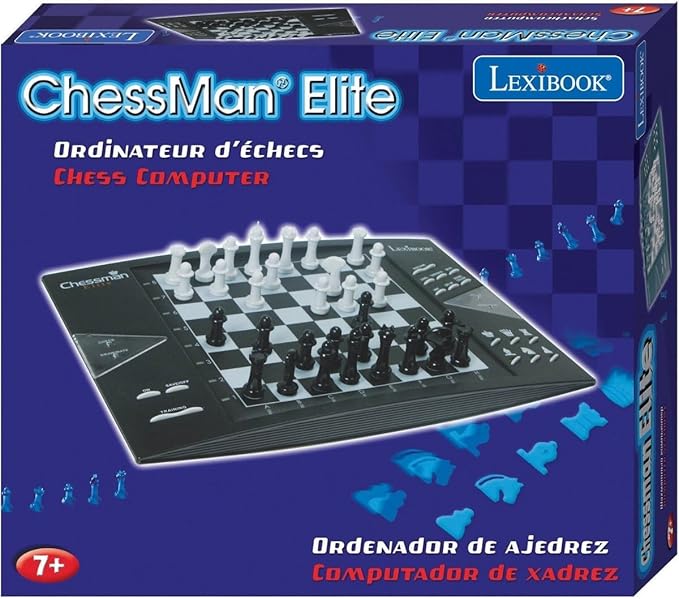 Lexibook, Chessman® Elite, Interactive Electronic Chess Game +, 64 Levels of Difficulty, LEDs, Family Child Board Game, Black/White, CG1300