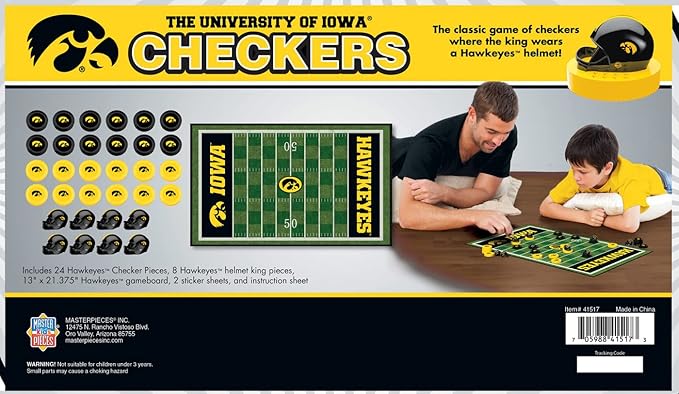 MasterPieces NCAA Iowa Hawkeyes Checkers Board Game , 13" x 21"