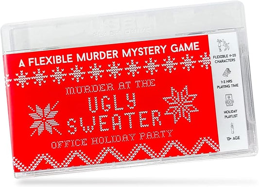 Broadway Murder Mysteries Murder at The Ugly Sweater Office Holiday Party for 3-20 Players | Play Multiple times in-Person/Virtually | Broadway-Themed Game Fun 13+ | USB Loaded: Printable Game Files