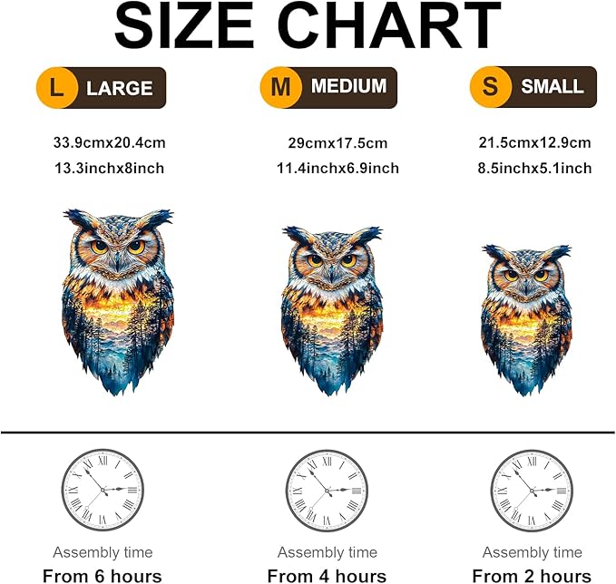 KAAYEE Wooden Puzzles for Adults, 3D Visual Effect Forest Owl Wooden Jigsaw Puzzle Unique Shape Wood Puzzle Adult, 3D Effect Flat Puzzle Birthday Family Games (M-11.4 * 6.9in-120pcs)