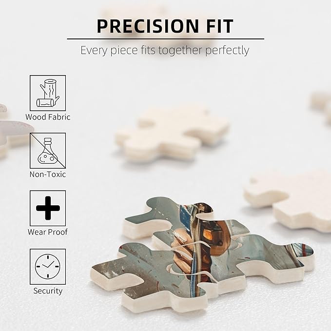 Women's Motorcycle-Themed Jigsaw Puzzle, 1000 Pieces, Retro Styles, Eco-Friendly Wooden Puzzle, Ages 14+