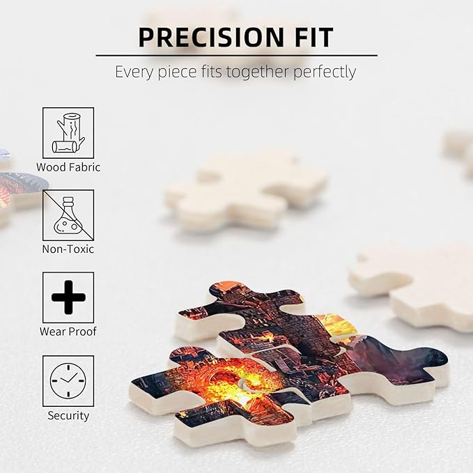 Dragon Puzzle for Adults 1000 Pieces Fantasy Red Dragon Fire Castle Puzzles Colorful and Unique Challenging Puzzle for Game Nights