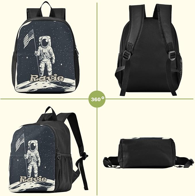 Astronaut Moon Flag Toddler Backpack for Boys Girls 3-6 Small Travel Backpacks for Kids Preschool Bookbag for Elementary Kindergarten for Travel School