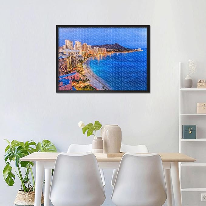 Puzzles for Adults 1000 Pieces - Jigsaw Puzzles Hawaii Seascape Art, 27.5x19.7 Inch Skyline of Honolulu Hard Impossible Challenging Puzzle Family Game for Men & Women (Home Decor Gift)