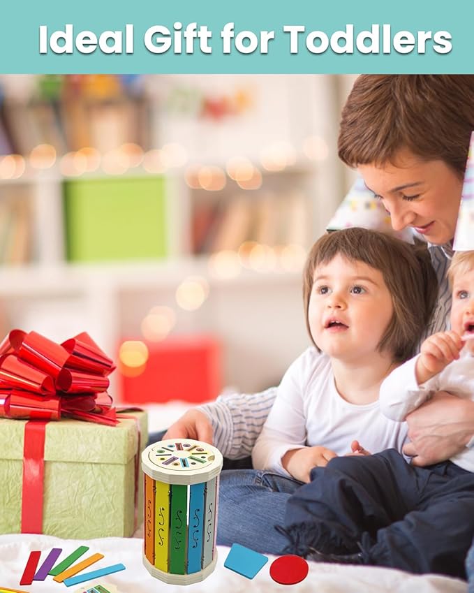 Wooden Sorting Toys Montessori Color & Shape Sorter Preschool Learning Activities Fine Motor Skills Sensory Toys for Toddlers 2-5 Birthday Gifts for Boys and Girls (Colorful-Round)