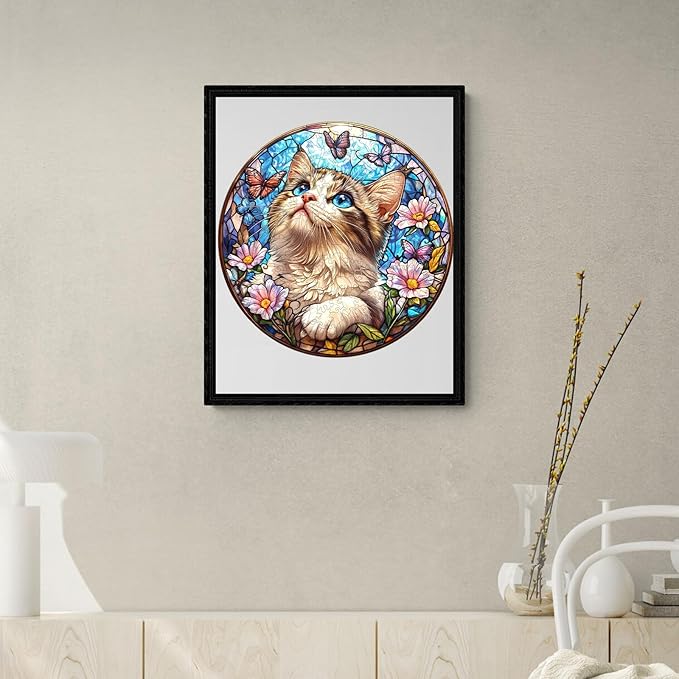 Wooden Puzzle 100PCS Ragdoll and Butterfly Unique Shape Advanced Wood Puzzle for Adults,Holiday Birthday Gift,Craft kit (Ragdoll and Butterfly, Large)