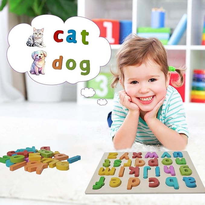 Alphabet Puzzle - montessori Wooden Puzzles for Toddlers 1-5 | abc Alphabet Puzzles Learning Toys for toddlers toddler learning toys Preschool Educational Gift for kids Lowercase Letter Puzzle