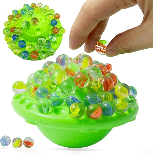 Marble Balancing Game for Kids and Adults&Wobble Balance Game-60 Colorful Marble Runs with Built-in Storage Base-1-4 Players