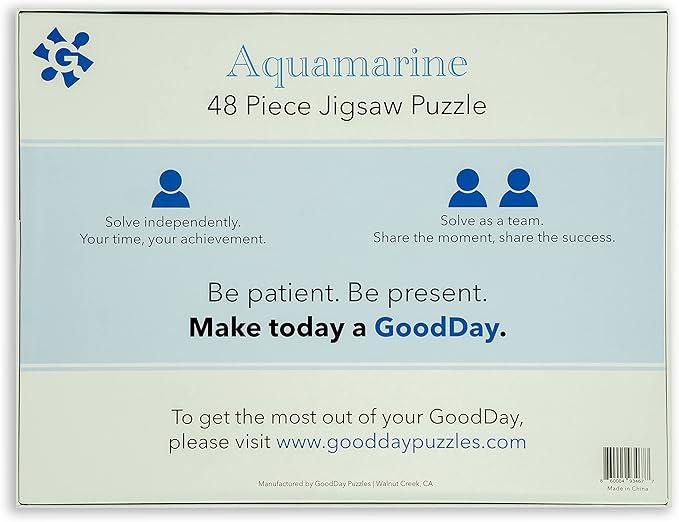 Large Piece Jigsaw Puzzle – Easy & Colorful, Dementia & Memory Activities for Seniors, Elderly Gifts, 48 Pieces, Aquamarine