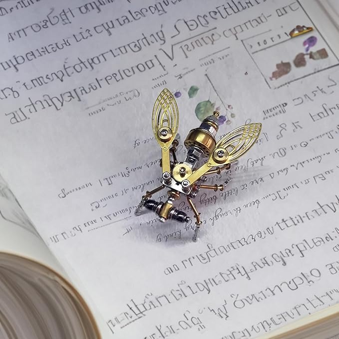 Steampunk Metal Insect Bug Sculpture Mechanical Insect Clockwork 3D Steampunk Metal Puzzle Kits for Adults (Drosophila melanogaster)