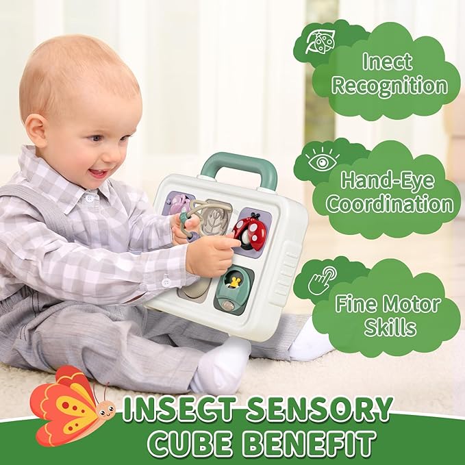Baby Busy Board Cube, Toys for Boy Girl, Montessori Travel Toys for Toddlers, Learning Fine Motor Skills| Birthday Gifts for Infant Boys Girls