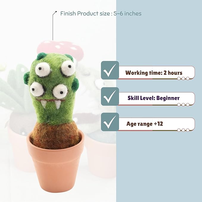Woolbuddy Needle Felting Kit, Eye Plant Monster Craft for Beginner Adults, Includes Supplies and Instructions, Creative Design for Unique DIY Projects