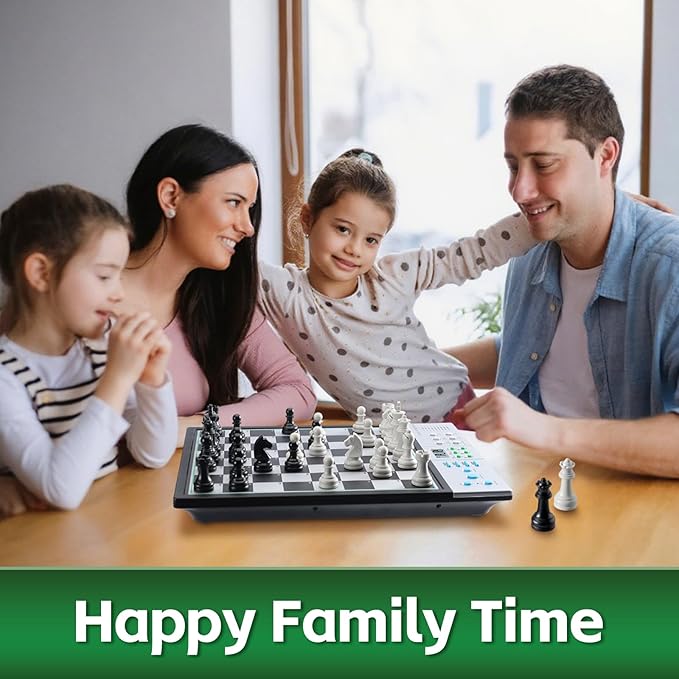 Advanced Electronic Chess Board, Smart Computer Chess Set, AI Voice Coach Learning for Kids, ELO 2200+ for Improving Players, Magnetic Large Pieces & Board Perfect for Adults, LCD Display(Silver)