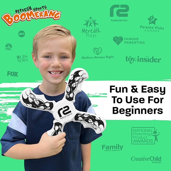 Boomerang for Kids - It Really Does Fly Back - Fun & Easy to Use Toy Gifts for Boys & Girls - Soft Foam Design Allows for Safe Play & Great Beginner Toy Gift Idea Kids Boy Birthday Gift Ideas Stuffers