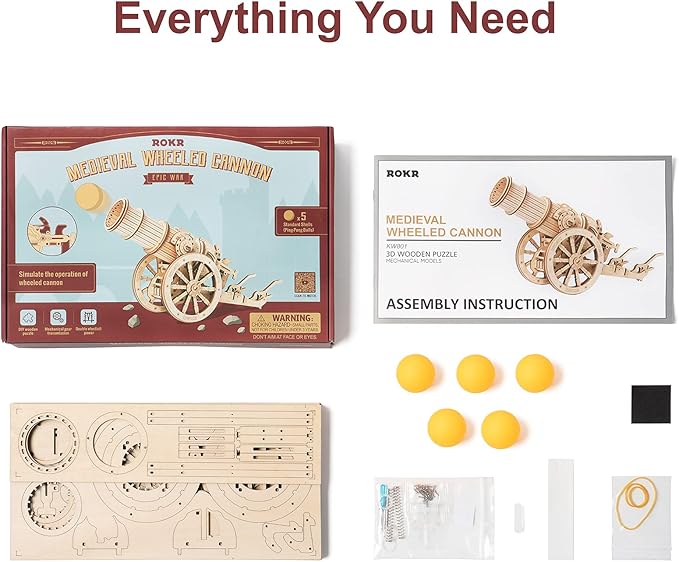 ROKR 3D Wooden Puzzles for Adults-Catapult Kit-Model Toys DIY Craft Kits Brain Teaser Gift for Kids Adults