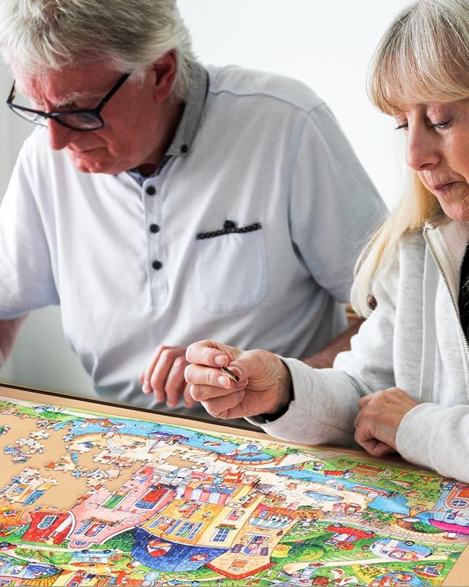 1000 Piece Portable Jigsaw Puzzle Board with Cover for Adults, Puzzle Case for Storage, 33.3'' x 23.6''Puzzle Mat with Sorting Trays, Non-Slip Surface