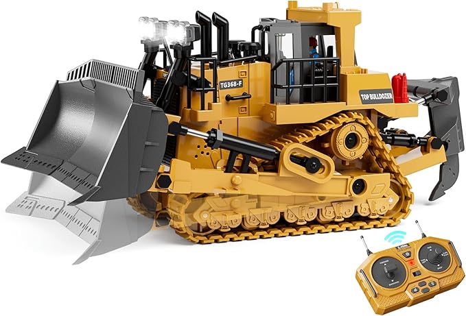 Remote Control Bulldozer Toys for Boys, Remote Control Bulldozer with Metal Dozer Blade, Toys for Boys 3-5 4-7 8-12 Year Old Kids Christmas Birthday Gift