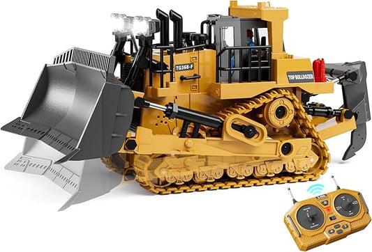 Remote Control Bulldozer Toys for Boys, Remote Control Bulldozer with Metal Dozer Blade, Toys for Boys 3-5 4-7 8-12 Year Old Kids Christmas Birthday Gift