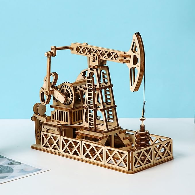 3D Wooden Puzzles Oilfield Oil Pump Model Kits, Brainteaser and Puzzle for Christmas/Birthday,Gifts for Adults and Teens to Build Combination