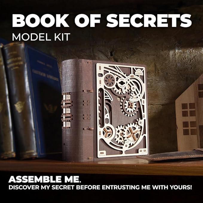 UGEARS Book of Secrets 3D Wooden Puzzles for Adults - Mechanical 3D Puzzle Model Kit - Brain Teaser Puzzles for Adults, DIY Adult Craft Model Building Kits, Wood Puzzle Box, Gift Hobby Set