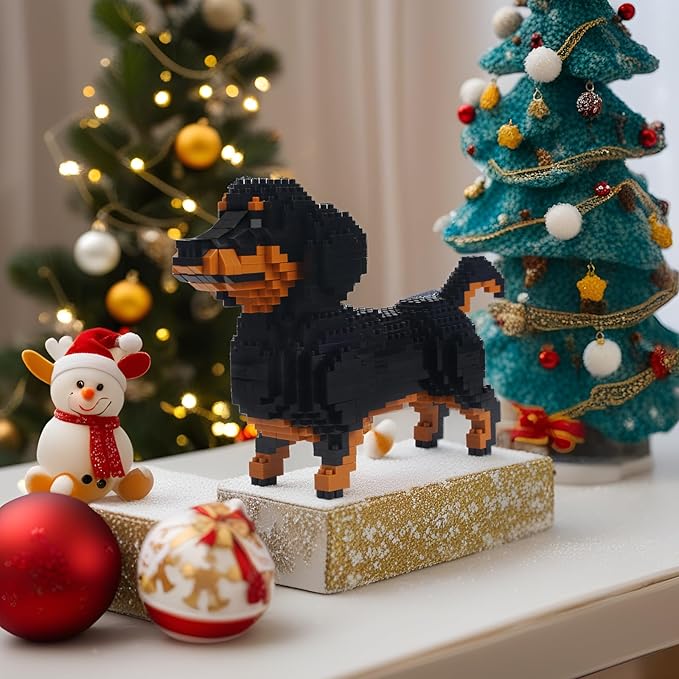 Larcele Micro Building Blocks Animal Set, DIY Mini 3D Building Toy Bricks,836 Pieces KLJM-05(Dachshund)