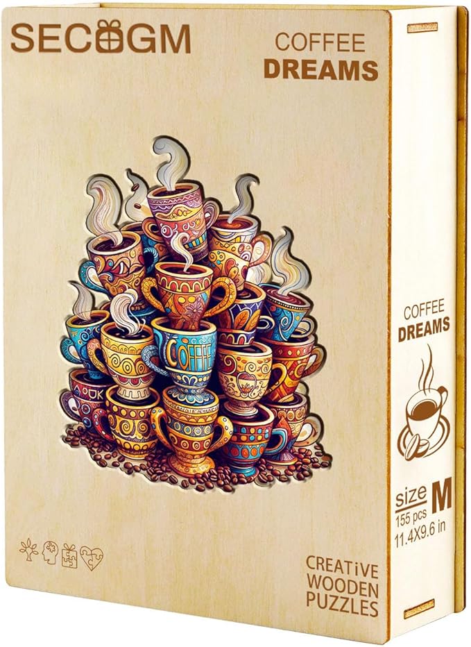 Wooden Puzzles for Adults - Coffee Dream Wood Puzzles Adult - Unique Animal Shape Wooden Jigsaw Puzzles for Adults - Birthday Gifts for Puzzle Lovers, Family (11.4 * 9.6in)