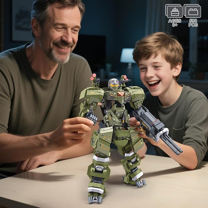 HIGH GODO Main Battle Mech Robot Transforming Building Blocks Set for Adults,City Warrior Justice Hero Soldier Mech Model Building Kit, Cool Creative Robots Toys Gift for Teens Boys, 598 Pieces