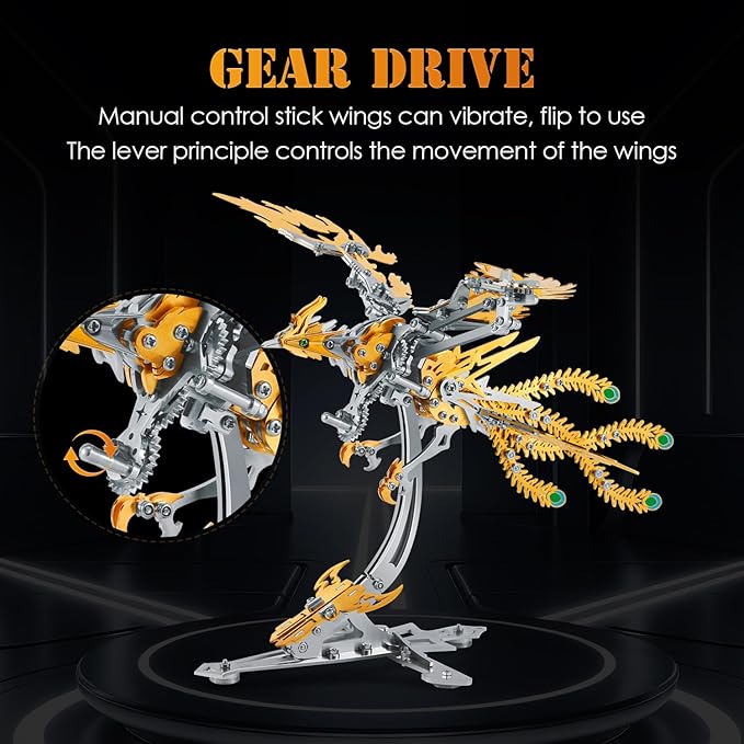 Epic Legend Metal 3D Puzzle for Adults -Rising Phoenix Rise from The Ashes: The Eternal Phoenix Metal Puzzle I Inspired by The Spirit of rebuilding of Arizona(Gold)